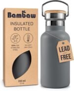 Bambaw Vacuum Insulated Water Bottle 12 oz, Gray Insulated Water Bottle with Handle, Stainless Steel Water Bottle, Reusable Metal Water Bottle No Straw – Stormy Gray - Image 2