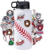 Baseball Water Bottles for Boys 32 oz and 100 PCS Baseball Stickers Sports Insulated Stainless Steel Water Bottle Baseballs Accessories Stuff Gear Gifts For 8-12 12-14 Player - Image 2