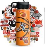 Basketball Water Bottles for Boys, Stainless Steel Basketball Water Bottle Gifts for Boys 8-12 & Kids with 50Pcs Stickers Stuff for Decorate Water Bottle (18OZ) - Image 2