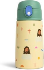 Be A Heart – Jesus Water Bottle for Kids | 13.5oz Stainless Steel, Double-Walled & Leakproof | Faith-Based Hydration with Slim Silicone Straw, BPA-Free - Image 2