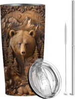 Bear Tumbler 20 oz | 3D Animal Design | Stainless Steel Travel Mug with Leak-Proof Lid and Telescopic Straw | Insulated Cup for Coffee and Tea | Birthday and Christmas Gifts for Men and Women - Image 2