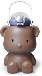 Bear Water Bottle for Girls, 16oz Cute Kawaii Teddy Bear Leak-Proof Stainless Steel Bottle with Straw & Strap, BPA-Free, Durable & Safe Drinking Cup, Gift for Kids & Girls (Brown) - Image 2