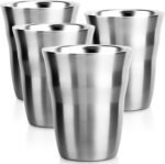 Beasea Metal Cups 8 oz Set of 4, Stainless Steel Cup 8 oz Double Wall Stackable Small Mini Glasses Insulated Drinking Tumblers for Home Restaurant Office Camping Party - Image 2