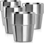 Beasea Stainless Steel Insulated Cup, 10 oz Stackable Stainless Steel Cups Set of 4, Small Metal Cup Double Wall Vacuum Insulated Drinking Cups Glasses for Home Restaurant Office Camping Party - Image 2