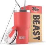 Beast 30 oz Tumbler Stainless Steel Vacuum Insulated Coffee Ice Cup Double Wall Travel Flask (Coral Pink) - Image 2
