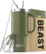 Beast 42 oz Tumbler with Handle Stainless Steel Vacuum Insulated Coffee Ice Cup Double Wall Travel Flask (Army Green) - Image 2