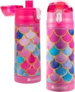 Bentology Stainless Steel 13 oz Reusable Water Bottle for Kids, Mermaid -Double Wall Insulated, Spill Proof Lid w/Built-in Straw- Keep Liquids Hot or Cold For Hours- Fits in Lunch Boxes & Bags - Image 2