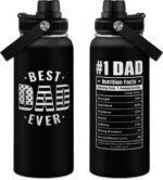 Best Dad Ever Water Bottle 32oz - Dad Bottle Stainless Steel Insulated Sports Bottles with Lid, Gifts for Father from Daughter Son, Dad Gifts for Birthday Christmas Fathers Day - Image 2