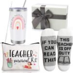 Best Teacher Appreciation Gifts,20 OZ Insulated Tumbler for Women Teacher,Unique Gift Ideas from Students - Funny Socks Thank You Basket Box for New Teachers,Christmas Gifts for Teachers - Image 2
