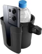 Bike Cup Holder, Bicycle Handlebar Water Bottle Holders with Cell Phone Keys Holder, Universal Drink Bottle Cage for Bike Motorcycle Scooter Stroller Walker Wheelchair (Black) - Image 2