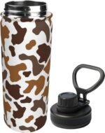 Black White Brown Cow Print 18 OZ Insulated Stainless Steel Sports Water Tumbler with Lid, Unisex Flask Insulated Water Cup for Outdoor Camping Cycling - Image 2