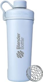 BlenderBottle Radian Shaker Cup Insulated Stainless Steel Water Bottle with Wire Whisk, 26-Ounce, Matte Arctic Blue - Image 2
