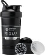 BlenderBottle Shaker Bottle with Pill Organizer and Storage for Protein Powder, Classic V2 ProStak System, 22-Ounce, Midnight Black - Image 2