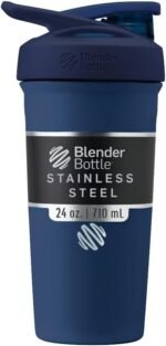 BlenderBottle Sport Insulated Stainless Steel Shaker Bottle with Wire Whisk, 24-Ounce, Navy – Protein Shakes & Hydration for Athletes & Fitness Enthusiasts, Easy Mixing, Keeps Drinks Cold, Lockable Lid - Image 2