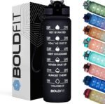 Boldfit Water Bottles Sipper Bottle For Adults Kids Boys Girls Water Bottle Motivational Water Bottle Sipper With Straw & Time For Gym Office School Home Water bottle for kids - Black - Image 2