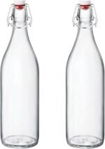 Bormioli Rocco Giara Beverage Bottle, 33.75 oz (Set of 2) - Leakproof Glass Container for Homemade Juices & Dressings - Stylish Drinkware Storage for Kitchen/Restaurant - Made in Italy (Clear) - Image 2
