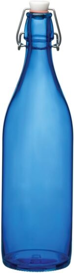 Bormioli Rocco Giara Beverage Bottle with Clamp Lid, 33.75 oz - Leakproof Glass Container for Homemade Juices & Dressings - Stylish Drinkware Storage for Kitchen/Restaurant - Made in Italy (Blue) - Image 2