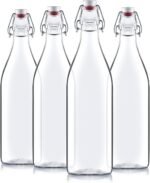 Bormioli Rocco Giara Swing Top Bottles 33 ¾ Ounce-4 Pack Round Clear Glass Grolsch Flip Top Bottle With Stopper, for Beverages, Smoothies, Kefir, Beer, Soda, Juicing, Kombucha, Water, Milk and Vinegar - Image 2