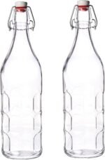 Bormioli Rocco Moresca Swing Top Bottles Set of 2-33.75 oz Airtight Glass Containers with Vintage Design for Oils, Vinegars, Liqueurs & Homemade Dressings - Reusable Italian Glass - Image 2