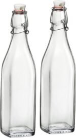 Bormioli Rocco Swing Top Glass Bottle (Set of 2) - 17 oz Reusable Container with Secure Metal Clasp, Ideal for Homemade Juices, Oil Infusions, Condiments, Mixers - Everyday Drinking Glasses - Image 2