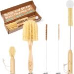 Bottle Brush Set - Ergonomic & Plastic Free Bamboo Bottle Brush, All in One Bottle And Straw Brush Cleaning Set, Sturdy Eco Friendly Water Bottle Cleaner Brush Set, Great Baby Bottle Cleaner Brush Set - Image 2