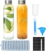 Brajttt Glass Juice Bottle with Lids,16oz Juicing Bottles Reusable, Clear Glass Water Bottles 16 oz with Stainless Steel Airtight Cap,Juice Beverage Container, Leak Proof，Set of 2 - Image 2