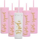 Bride & Bride Squad 16oz Skinny Tumblers.Bachelorette Party Cups.Engagement Wedding Gifts.Bridesmaid Proposal Gifts.Bridal Shower Gifts.Bridal Bachelorette Party Tumblers Cups. - Image 2
