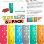 Brieftons Silicone Sleeves: 6-Pack Insulated Anti-Slip Protection Covers, Ultra Thick & Durable, Better Than Neoprene & Rubber, Also Perfect for Aquasana, Pratico Kitchen, Epica & Other Glass Bottles - Image 2