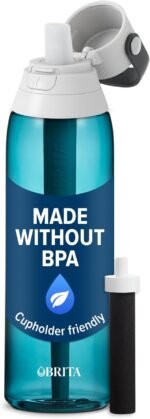 Brita Hard-Sided Plastic Premium Filtering Water Bottle, BPA-Free, Reusable, Replaces 300 Plastic Water Bottles, Filter Lasts 2 Months or 40 Gallons, Includes 1 Filter, Sea Glass - 26 oz - Image 2