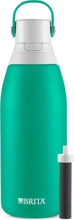 Brita Insulated Filtered Water Bottle with Straw, Reusable, Stainless Steel Metal, Jade, 32 Ounce - Image 2