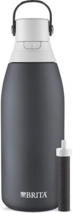 Brita Stainless Steel Premium Filtering Water Bottle, BPA-Free, Reusable, Insulated, Replaces 300 Plastic Water Bottles, Filter Lasts 2 Months or 40 Gallons, Includes 1 Filter, Carbon - 32 oz - Image 2