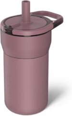 BrüMate Leap 12oz 100% Leakproof Kids Tumbler with Handle and Silicone Soft Straw | Drop Resistant Silicone Sleeve | For Kids 4+ | Insulated Stainless Steel | Cup Holder Friendly | 12oz (Rose Taupe) - Image 2
