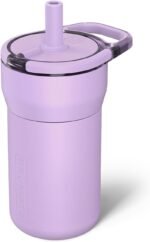 BrüMate Leap 12oz 100% Leakproof Kids Tumbler with Handle and Silicone Soft Straw | Durable Drop Resistant Silicone Sleeve | Made of Insulated Stainless Steel | Cup Holder Friendly | 12oz (Lavender) - Image 2