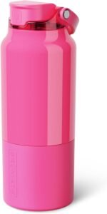 BrüMate Rise 35oz Water Bottle With 100% Leakproof Covered Silicone Straw | Insulated Stainless Steel Water Bottle With Removable Straw | Fast Flow | Soft Sip Silicone Spout | BPA-Free (Neon Pink) - Image 2
