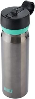 Built 20 fl oz Double-Walled Stainless Steel Wide Mouth Cascade Bottle, Straw Lid Spill-resistant Travel Cup with Rubber Grip Keep Drinks Cold Hot for Home Travel - Image 2
