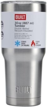 Built 30oz Insulated Coffee Tumbler, Stainless Brushed - Reusable Stainless Steel Travel Mug with Slide Lid, Double Wall Thermal Cup for Hot or Cold Drinks - BPA-Free, Car Cup Holder Friendly - Image 2