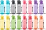 Bulk Set of 16 Multicolor 10oz Water Bottles for Kids and Adults - Leak Proof With Carry Strap - Square Reusable for Juice, Drinks - BPA-Free Dishwasher-Safe - Image 2