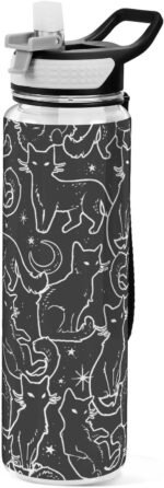 Burbuja Magical Black Cats 32 oz Water Bottle with Straw Lid, Leakproof & BPA Free Tritan Bottle for Gym Fitness Outdoor Sports - Image 2