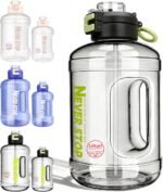Buylorco 85oz Water Bottle Large Gallon Water Jug with Handle and 2 in 1 Flip-top Lid - Straw and Wide Mouth Drinking Hole BPA Free Perfect for Outdoor Sports, Gym, Camping (Black, 85oz) - Image 2