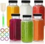 CAKKVDE 8 oz Glass Juice Bottles with Lids 6 Pack,Reusable Glass Drink Bottles,250ml Water Drinking Jars for Milk,Juicing,Kombucha,Ginger,Beverage Glassware,Juice Drinking Jars - Image 2