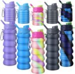 CHENGU 5 Pcs Collapsible Water Bottles 16 oz Portable Foldable Water Bottles Silicone Leak Proof Travel Water Bottle Reusable Sports Water Bottle with Metal Clip for Camping Hiking Travel (Colorful) - Image 2