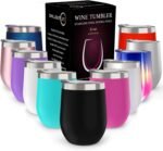 CHILLOUT LIFE 12 oz Stainless Steel Wine Tumbler with Lid - Double Wall Vacuum Insulated Wine Cup Glass Keeping Cold & Hot for Coffee, Champagne, Cocktails, Ice Cream - Powder Coated Black - Image 2