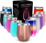 CHILLOUT LIFE 12 oz Stainless Steel Wine Tumbler with Lid - Double Wall Vacuum Insulated Wine Cup Glass Keeping Cold & Hot for Coffee, Champagne, Cocktails, Ice Cream - Rose Gold - Image 2