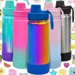 CHILLOUT LIFE 17 oz Kids Insulated Water Bottle for School with Leakproof Spout Lid and Cute Waterproof Stickers, Personalized Stainless Steel Thermos Flask Metal Water Bottle, Dishwasher Safe Color - Image 2