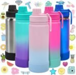 CHILLOUT LIFE 17 oz Kids Insulated Water Bottle for School with Leakproof Spout Lid and Cute Waterproof Stickers, Personalized Stainless Steel Thermos Flask Metal Water Bottle for Girls & Boys - Image 2