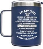 CHIUTUUY Personalized Gifts for Men, 14 OZ Stainless Steel Double Wall Insulated Coffee Mug/Tumbler with Lid and Straw, Funny Gifts for Dad on Birthday, Father's Day, Thanksgiving Day (For Dad) - Image 2