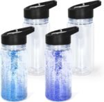 CHLJAR 10oz 4 Pack Double Wall Clear Water Bottle Bulk Plastic Snow Globe Tumbler with Handle Lid, Acrylic Pre-Drilled Hole With Stopper Sippy Snow Globe Kid Water Bottle for Scool Sport DIY Gift - Image 2