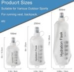 CLINTT 250ml Soft Flask, Foldable Running Water Bottle, TPU Folding Soft Water Flask, BPA-Free Collapsible Flask for Hydration Pack Running Vest, Cycling, Climbing, Hiking - 2Pcs, White - Image 2