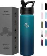 COKTIK 22oz Sports Water Bottle, Stainless Steel Water Bottle for Insulated, Reusable Travel Bottle, With Straw, With Handle Grip for Easy Carrying, Suitable for Cycling, Outdoor Vacations(Dark Night) - Image 2