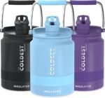 COLDEST Sports Water Bottle 128 oz/One Gallon (Straw Lid), Leak Proof, Vacuum Insulated Stainless Steel, Hot Cold, Double Walled, Metal Canteen Growler Jug (Fusion Blue, Half Gallon) - Image 2